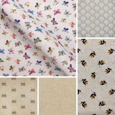 Cotton Rich Linen Look Panama Fabric Printed Cushion Curtain Material HALF METRE