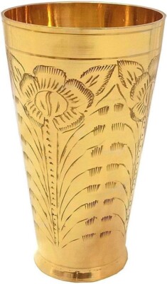 Brass Punjabi Lassi Glass Floral Carving Glass Serving Glass 500 ml approx