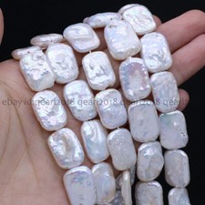 Rectangle Natural White Freshwater Baroque Pearl Loose Beads 15'' Strand 15x20mm