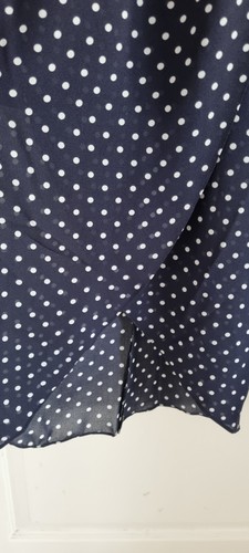 Sheike Dress Size 6 Long Sleeve Polka Dots Navy Blue Midi Cocktail Date - Picture 6 of 10
