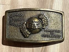 Vintage Quality Integrity Service B W Logo Embossed Solid Brass Belt Buckle