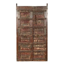 BISCOTTINI Portone Inserti Ferro Antico Legno 2 Ante Vintage Stile Rustico