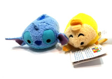 Lot of 2 Disney Stitch and Lumiere Tsum Tsum Mini Plush 3.5"