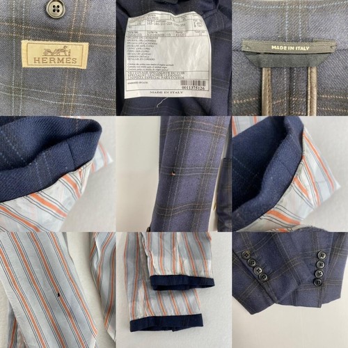 Hermès Tailored Jacket – Cashmere Blend, Made in Italy, Rare, Checked Pattern - Picture 8 of 8