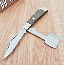 Rough Ryder Chopper Pocket Knife Stainless Steel Blades Brown Micarta Handle