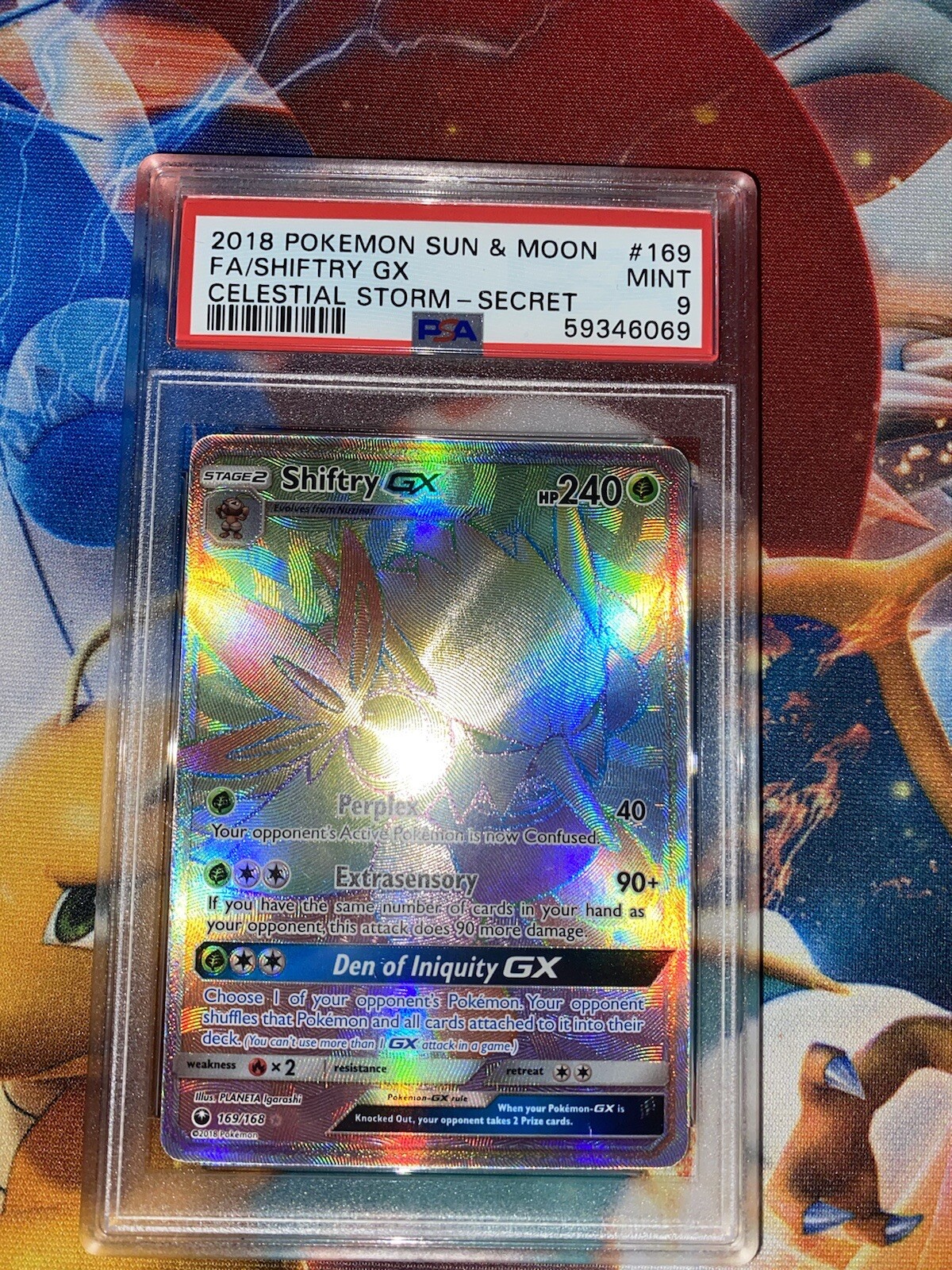 Pokémon Shiftry GX (Secret) 169/168 Sun And Noon Celestial Storm Holo - PSA 9