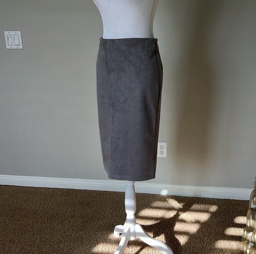 Chartou Grey Faux Suede Pencil Skirt Size Small NWT - Foto 4 di 12
