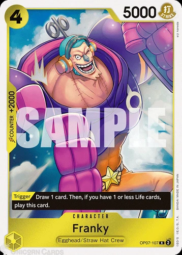 OP07-107 Franky : Rare Foil English One Piece TCG Card : OP07: 500 Years in the 