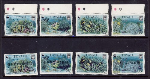 TUVALU 1992 BLUE CORAL WORLD WILDLIFE FUND SET WWF + SPECIMEN SET MNH