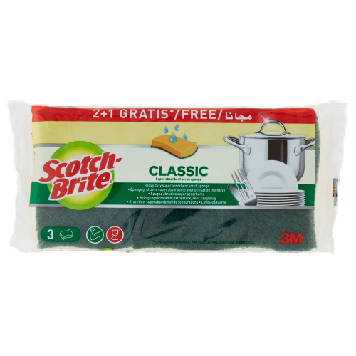 Scotch-Brite Classic Super Absorbent Scrub Sponge 3pz