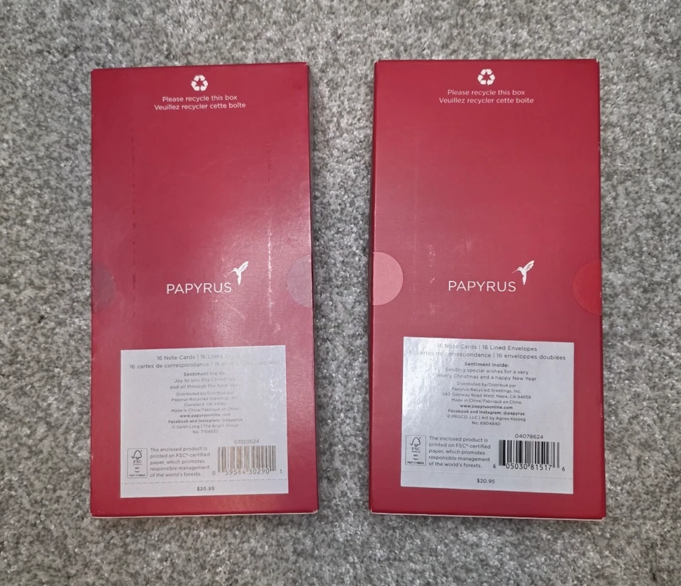 2 Boxes Papyrus Christmas Cards Retro 32 Hand Crafted Holiday Greeting Cards - Image 2 of 4