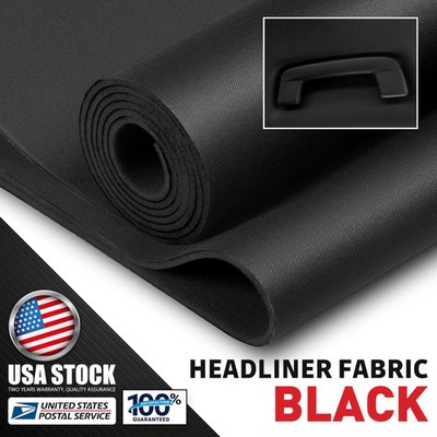 Black Flat Knit Headliner Fabric Foam Backed for Car Roof Liner Repair 79''x60''
