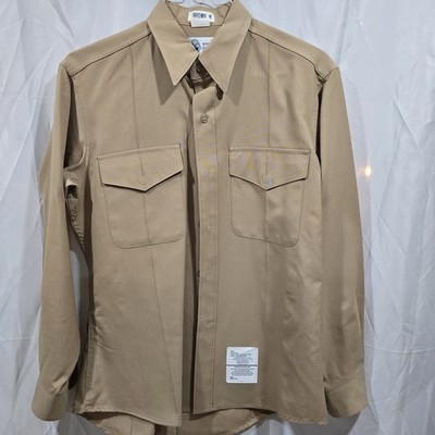 USMC Service Uniform Khaki Dress Long Sleeve Shirt Mens - 16 x 34 Marine Issued