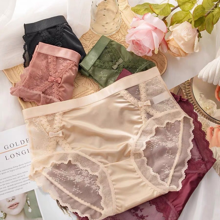 5 Pack Lot Sexy Ladies Satin Panties Underwear Womens Lace French Lingerie Brief