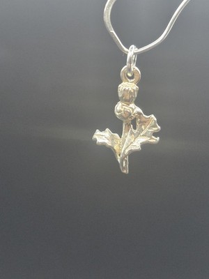 Schöne schottische Distel Vintage Sterlingsilber Charm/Anhänger 