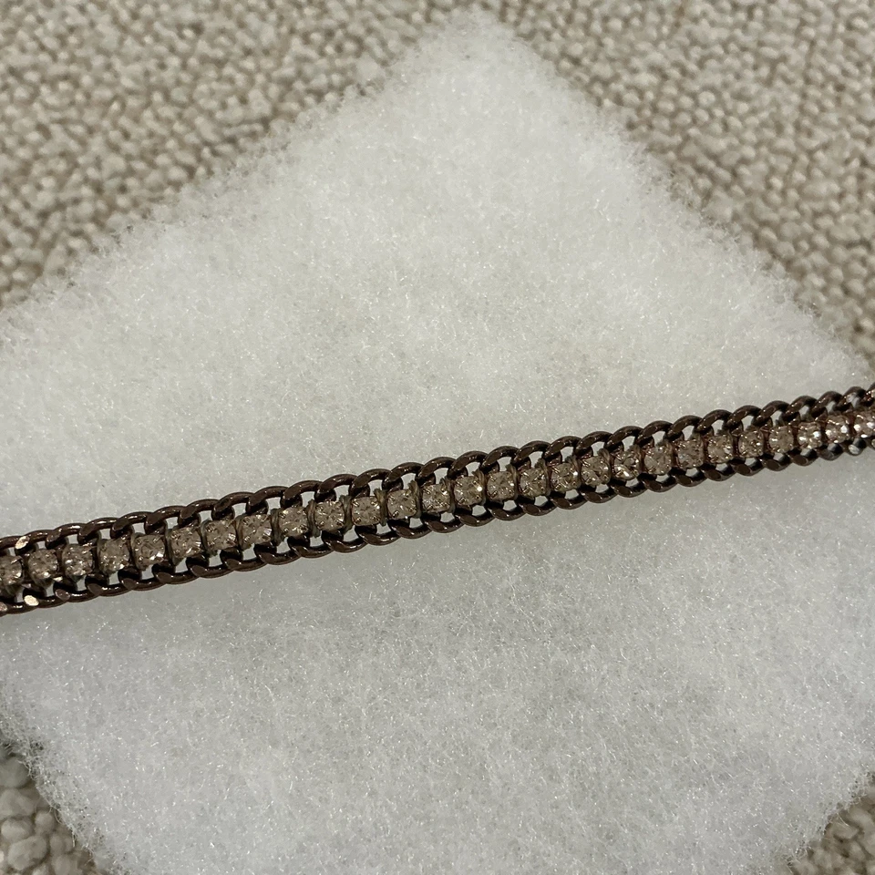 Brazalete de cadena estilo Art Deco tono dorado cobre cristal transparente Stella & Dot Foto 3 de 3