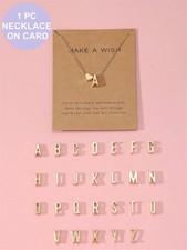 Gold Initial Letter Necklace Heart Pendant Wish Card Gift for Women Girls