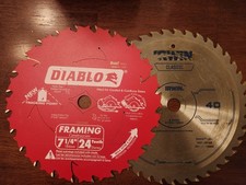 DIABLO 7-1/4  SAW BLADE 24 TEETH (D0724R) & Irwin classic 7-1/4 40 teeth,1826233