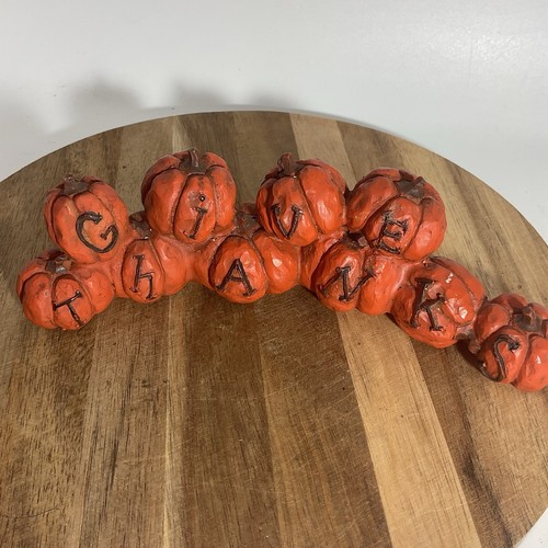 Blossom Bucket “Give Thanks” Resin Pumpkins Figurine 6.5” Wide - Picture 2 of 6