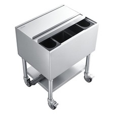 Commercial Ice Bin 65.1 Qt, 24x19x35in Stainless Steel with Sliding Lid