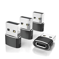 USB to USB C Adapter for iPhone 17 4Pack,USBC Female to A Male Car Black