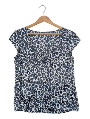 MARC O POLO Kurzarm-Bluse Damen Bluse Gr. DE 38 blau-weiß Casual-Look