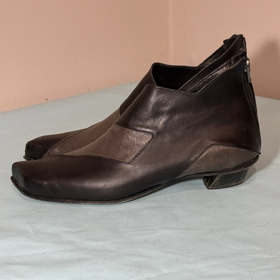 Zapatos de Tacones CYDWOQ Vintage Negro Marrón Bloque Gatito Hechos a Mano Artesanales Talla 41 Foto 2 de 4