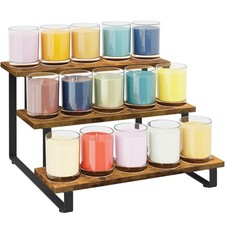 3 Tier Wooden Display Riser Stand, Portable Products Display Shelf, 3 Step St...