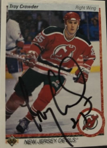 Troy Crowder New Jersey Devils autographed hockey card (1990-91 Upper Deck #441)