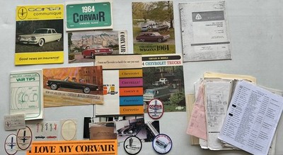 Huge Lot of 1964 Corvair Ephemera Owner's Manual Brochures Photos Patches + More