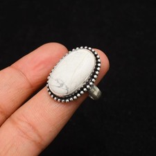Howlite Gemstone 925 Sterling Silver Jewelry Ring Size 7.5