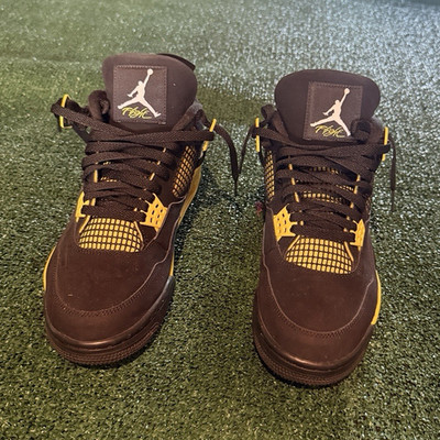 Jordan Air Jordan 4 Black/Yellow Colorblock Mid Top Lace-Up Men's Sneaker