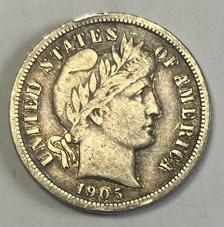 1905-S Barber Liberty Head Silver Dime. Extra Fine. INV#7206