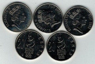 Fiji Fidschi Fiji S 104 KM 95: 20 Cents 2003 UNC 5 Stück wholesale dealer Händle