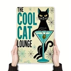 1pc "The Cool Cat Lounge" Vintage Tin Metal Signs- 8x12 inches | Retro Black Cat