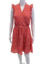 Rachel Zoe Womens Floral Sleeveless Ruffled V Neck Multicolored Dress Size 6