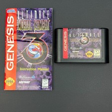 Ultimate Mortal Kombat 3 (Sega Genesis, 1995) Cartridge & Manual Only - Tested