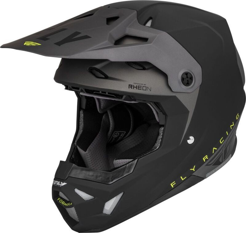 Casque Fly Racing Formula CP Slant noir gris jaune en taille XL