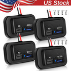 12-24V 4.8A Dual USB PD QC3.0 Car Boat RV  Charger Socket LED Power Outlet lot