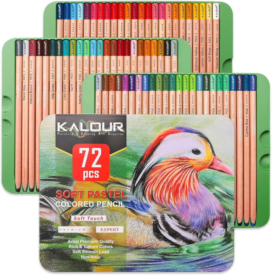Pro Pastel Chalk Colored Pencils Set of 72 Colors Color Charcoal Pencils for - Image 2 of 4