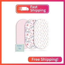 Yoofoss Bassinet Sheets for Baby,3-Pack Fitted Bassinet Sheets Set Compatible wi