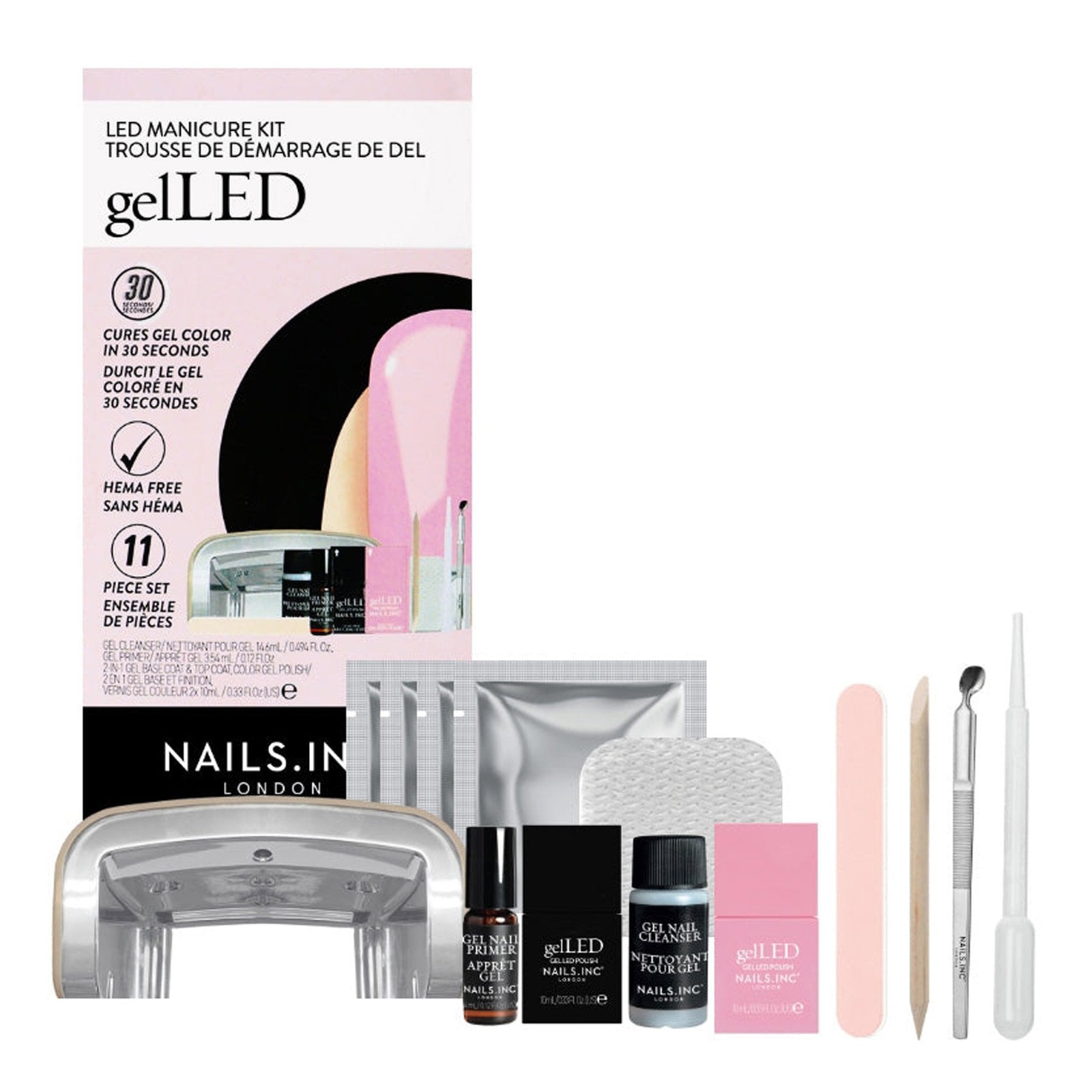 Nails inc GelLED Starter Kit Pink Chiffon - 11 Piece Kit