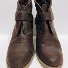 Crown Vintage Womens Ankle Boots Booties US 6M Brown Fabric Strap Heels 1914