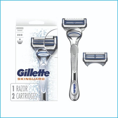 Gillette SkinGuard Razor Handle + 2 Refills Sensitive Skin Smooth Shave