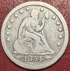 1854 Seated Liberty Quarter. Free Shipping