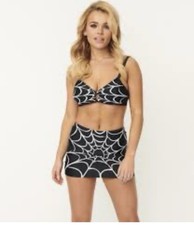New Unique VintageSpider Web Two Piece Swim Suit Sz XS 12