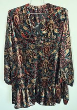 Venus Velvet Burnout Ruffle Mini Dress Whimsigoth Fairy Size 16 Balloon Sleeves