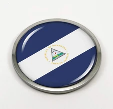 BestLicensePlateFrames Flag of Nicaragua | 3D Domed CAR Emblem Badge Sticker Ro