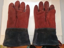 Fireplace Gloves Wood Fire Heat-resistant Lg 100% Leather Washed Prev. Own