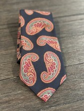 Vtg Adolfo Couture black red Paisley Silk Tie X-long NWT